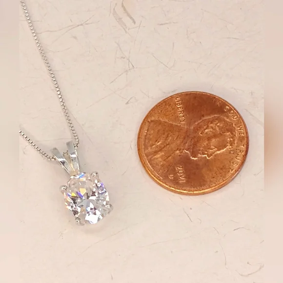CLOSEOUT--Gorgeous CZ Solitaire necklace - Picture 4 of 5